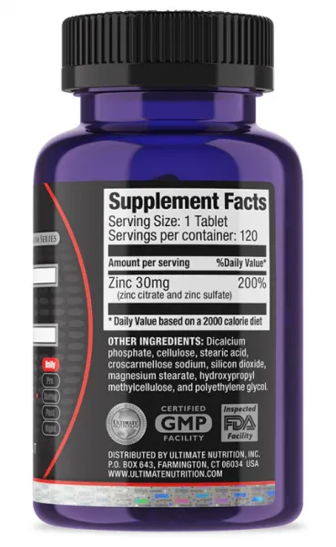 ЦИНК цитрат (30мг) от Ultimate Nutrition (120 табл)