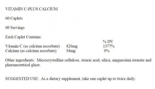 Комплекс ВИТАМИН С 826 мг + КАЛЬЦИЙ 94 мг от Ultimate Nutrition (60 табл)