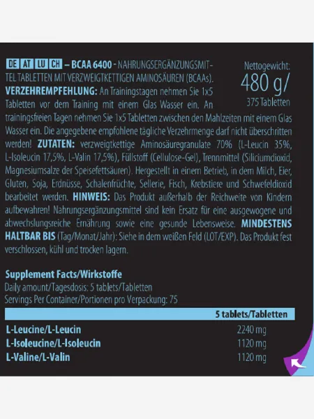 Аминокислоты BCAA 6400 от Scitec Nutrition (125 таб)